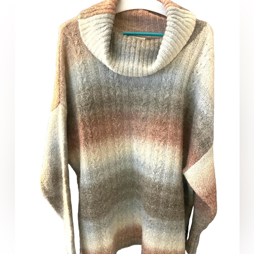 Ombré plus size cowl neck sweater